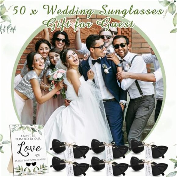 Polycarbonate Wedding Sunglasses Set with Wood Sign and Cards main image 7